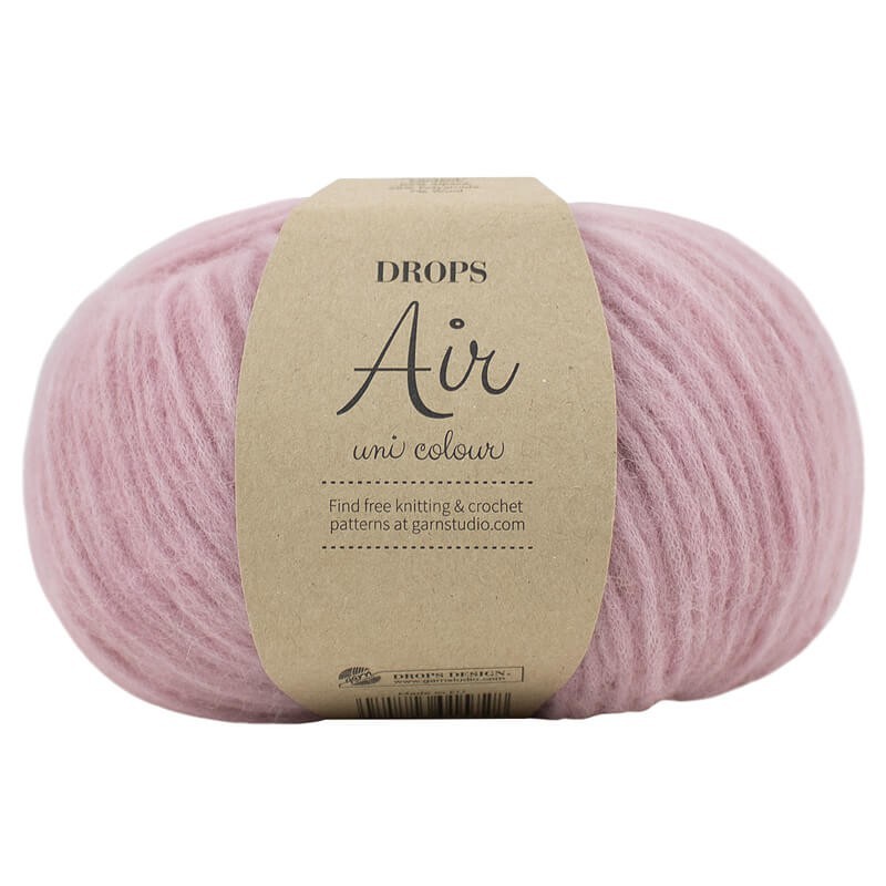  Baby Alpaca and Merino Wool Yarn, 4 Medium, Worsted, Aran,  Drops Air, 1.8 Ounce 164 Yards (24 Pink)